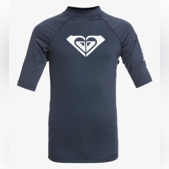 NWT Roxy Girl Wholehearted Short Sleeve Rash Guard Navy XS/7 - Picture 1 of 5